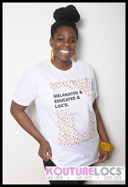 Melanated and Educated and Loc'd - White T-shirt